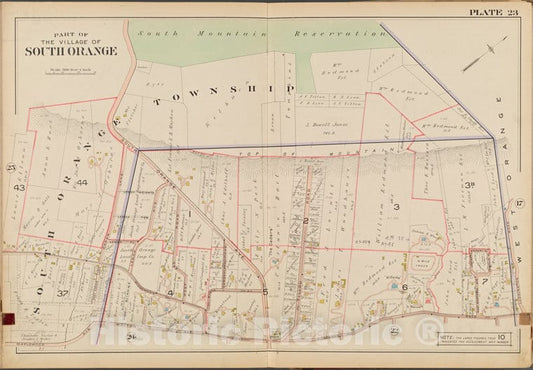 Historic Map - 1904 Essex County, New Jersey (N.J.), Part Of South Orange. Plate No. 23 [Map Luddington Rd, Ridgewood Rd, Walton Ave, Maplewood Ave.] - Vintage Wall Art
