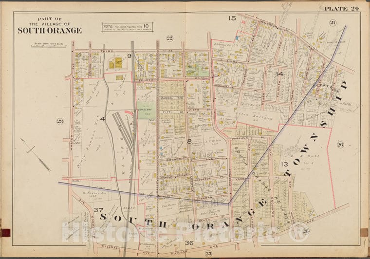 Historic Map - 1904 Essex County, New Jersey (N.J.), South Orange. No. 24 [Irvington, Wetmore, Parker, Hilldale, Maplewood, Walton, 3Rd .] - Vintage Wall Art