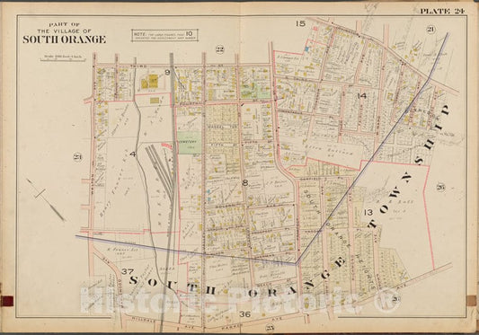 Historic Map - 1904 Essex County, New Jersey (N.J.), South Orange. No. 24 [Irvington, Wetmore, Parker, Hilldale, Maplewood, Walton, 3Rd .] - Vintage Wall Art