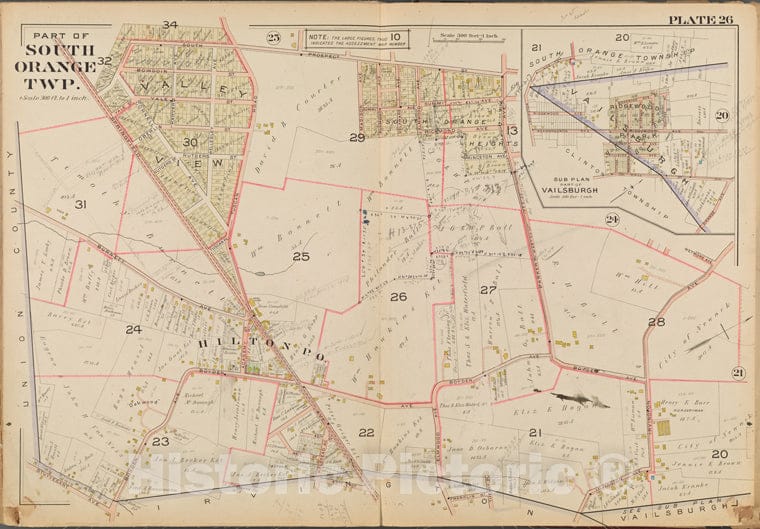 Historic Map - 1904 Essex County, New Jersey (N.J.), Part Of South Orange Twp. Plate No. 26 [S. Prospect St, Franklin St, 43Rd St, Stuyvesant Ave.] - Vintage Wall Art
