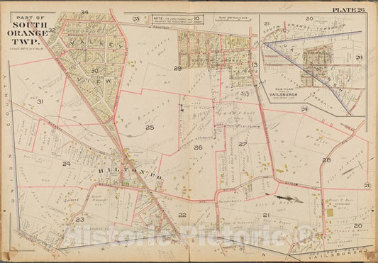 Historic Map - 1904 Essex County, New Jersey (N.J.), Part Of South Orange Twp. Plate No. 26 [S. Prospect St, Franklin St, 43Rd St, Stuyvesant Ave.] - Vintage Wall Art