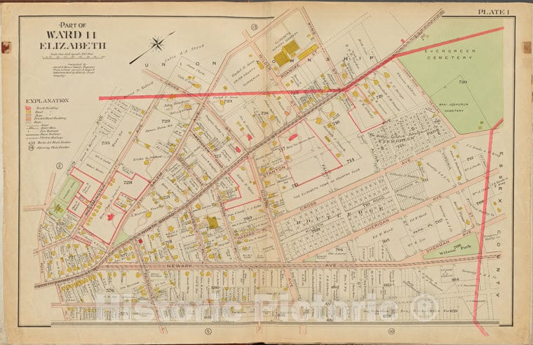 Historic Map - 1906 Union County, New Jersey (N.J.), 1906 Double Page Plate No. 1 [King St, Pennsylvania Ave, Parker Rd, Union Ave.] - Vintage Wall Art
