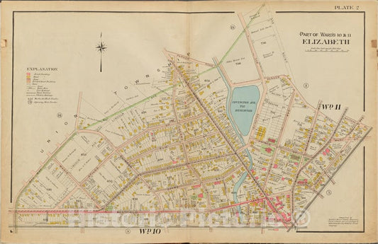 Historic Map - 1906 Union County, New Jersey (N.J.), 1906 Double Page Plate No. 2 [Parker Rd, Union Ave, Whitehead Pl, Westfield Ave, Bay Way Ave.] - Vintage Wall Art