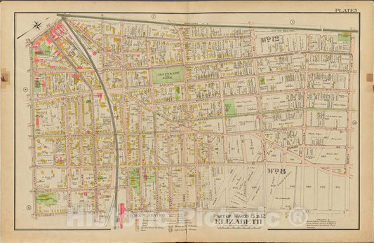 Historic Map - 1906 Union County, New Jersey (N.J.), 1906 Double Page Plate No. 5 [Walnut St, North Ave, Henry St, Jaques St, E. Jersey St.] - Vintage Wall Art