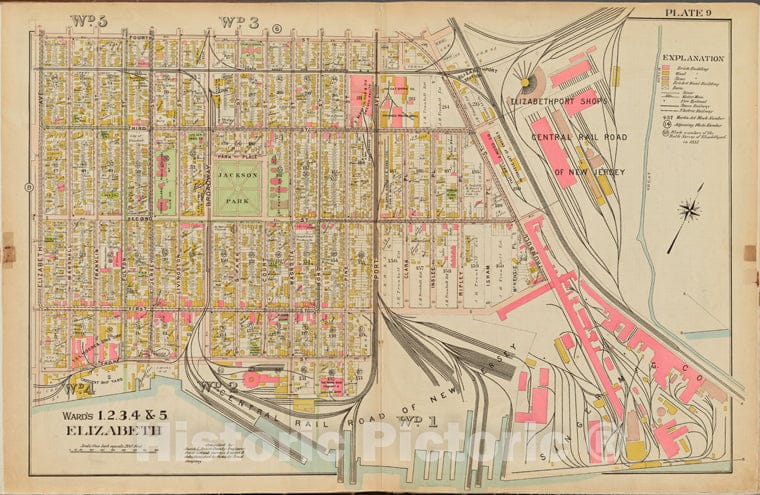 Historic Map - 1906 Union County, New Jersey (N.J.), 1906 Double Page Plate No. 9 [4Th St, Trumbull St, Elizabeth Ave.] - Vintage Wall Art