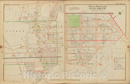 Historic Map - 1906 Union County, New Jersey (N.J.), 1906 Double Page Plate No. 10 [Walnut St, Henry St, 40 Acre Rd, St. George Ave.] - Vintage Wall Art