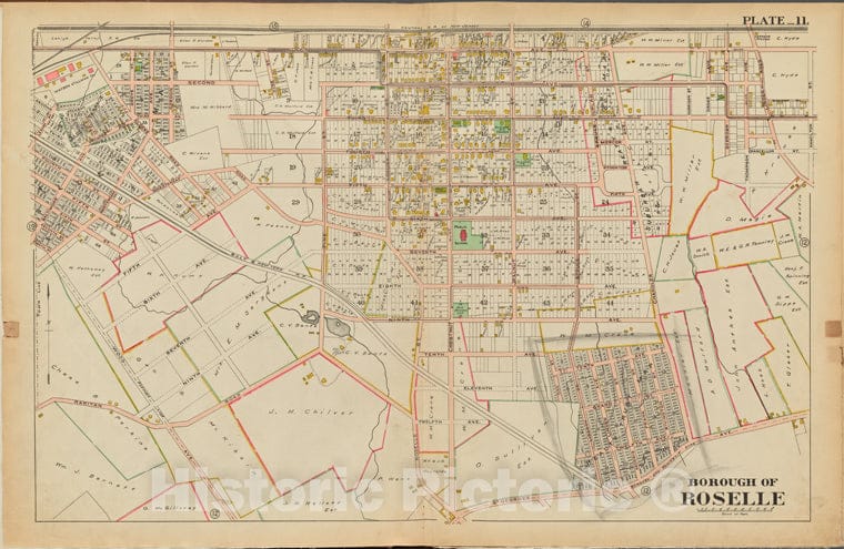 Historic Map - 1906 Union County, New Jersey (N.J.), 1906 Double Page Plate No. 11 [Hamilton St, St. Georges Ave.] - Vintage Wall Art