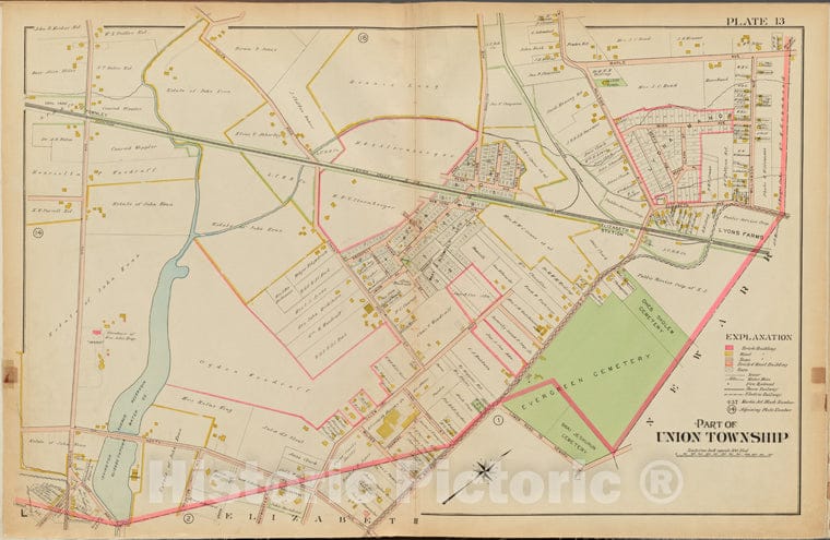 Historic Map - 1906 Union County, New Jersey (N.J.), 1906 Double Page Plate No. 13 [Maple Ave, N. Broad St, Morris Ave.] - Vintage Wall Art