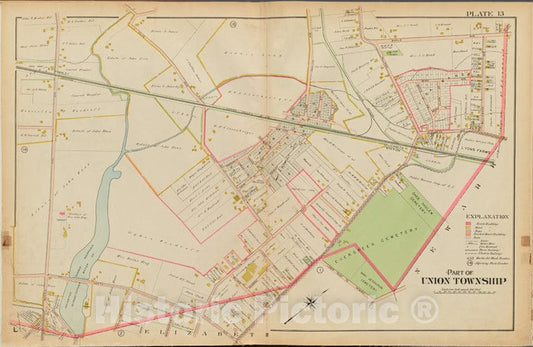 Historic Map - 1906 Union County, New Jersey (N.J.), 1906 Double Page Plate No. 13 [Maple Ave, N. Broad St, Morris Ave.] - Vintage Wall Art