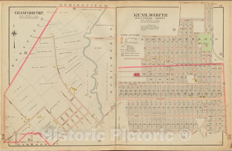 Historic Map - 1906 Union County, New Jersey (N.J.), 1906 Double Page Plate No. 17 [Chester Ave, N. 22Nd St, S. 25Th St, Belmont Ave, 4Th Ave.] - Vintage Wall Art