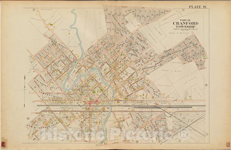 Historic Map - 1906 Union County, New Jersey (N.J.), 1906 Double Page Plate No. 18 [Belmont Ave, Cherrywood Ave, Lincoln Ave.] - Vintage Wall Art