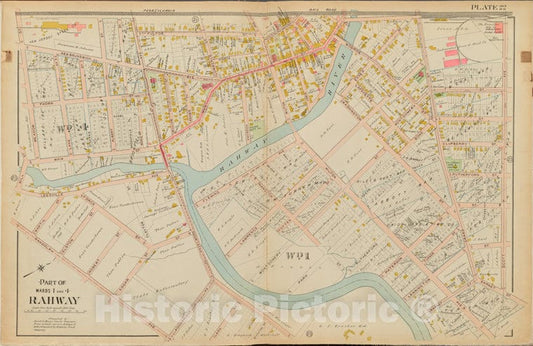 Historic Map - 1906 Union County, New Jersey (N.J.), 1906 Double Page Plate No. 22 [Scott Ave, Randolph Ave, Meadow St.] - Vintage Wall Art