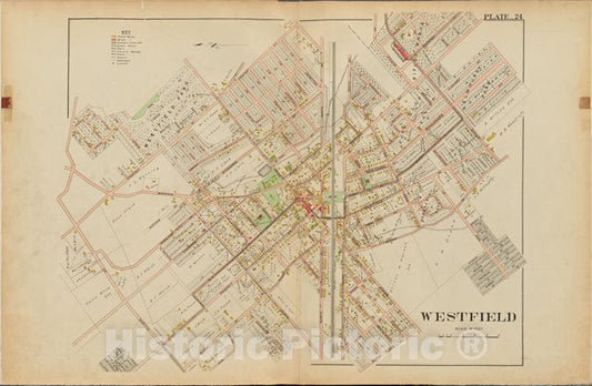 Historic Map - 1906 Union County, New Jersey (N.J.), 1906 Double Page Plate No. 24 [Warren St, Scotch Plains Ave, Hillside Ave, Chestnut St.] - Vintage Wall Art