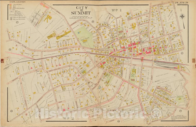 Historic Map - 1906, Union County, New Jersey (N.J.), [Whittredge Pl, Hobart Ave, Upper Overlook Rd, Mountain Ave, Linden Pl, Prospect St, Madison Ave.] - Vintage Wall Art