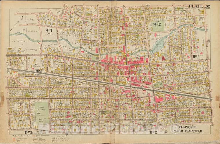 Historic Map - 1906, Union County, New Jersey (N.J.), [Jackson Ave, Norwood Ave, Richmond St, E. 7Th St, W. 7Th St, Spooner Ave, Willow Ave, Park Pl.] - Vintage Wall Art