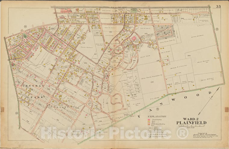 Historic Map - 1906 Union County, New Jersey (N.J.), 1906 Double Page Plate No. 33 [Terrill Rd, Cushing Rd, Randolph Rd, Park Ave.] - Vintage Wall Art