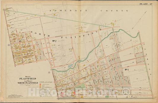 Historic Map - 1906 Union County, New Jersey (N.J.), 1906 Double Page Plate No. 37 [Terrill Rd, North Ave, Richmond St, Jackson Ave, Somerset St.] - Vintage Wall Art