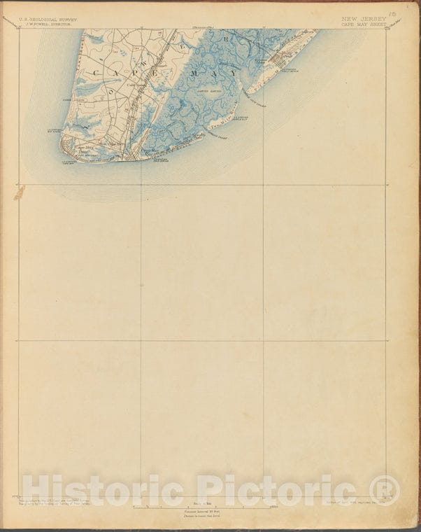 Historic 1899-1926. Map - Cape May, Ed. Of 1893, Repr. Of 1904. - Topographical Maps Of New Jersey - Vintage Wall Art