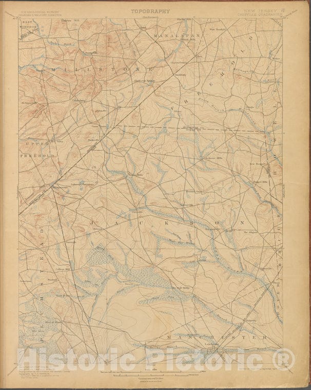 Historic 1899-1926. Map - Cassvilie, Survey Of 1884-85, Ed. Of 1900, Repr. 1906. - Topographical Maps Of New Jersey - Vintage Wall Art