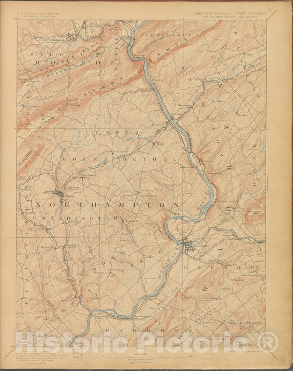 Historic Map - 1899 New Jersey (N.J.), Delaware Water Gap, Survey Of 1885-8, Ed. Of 1893, Repr. 1907. - Vintage Wall Art