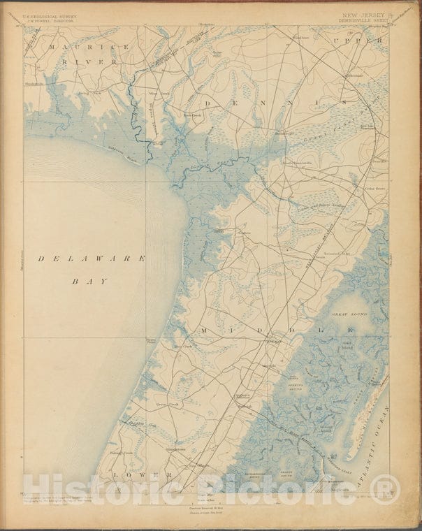 Historic 1899-1926. Map - Dennisville, Survey Of 1884, Ed. Of 1894, Repr. 1899. - Topographical Maps Of New Jersey - Vintage Wall Art