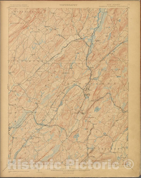 Historic Map - 1899 Franklin Furnace, Survey Of 1884, Ed Of 1903, Repr. 1907. - Vintage Wall Art