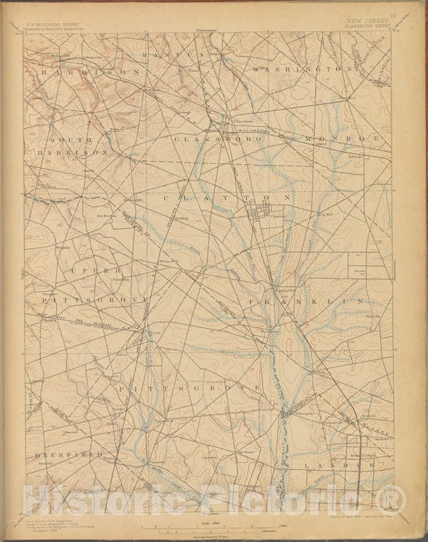 Historic 1899-1926. Map - Glassboro, Survey Of 1886, Ed. Of 1898, Repr. 1906. - Topographical Maps Of New Jersey - Vintage Wall Art