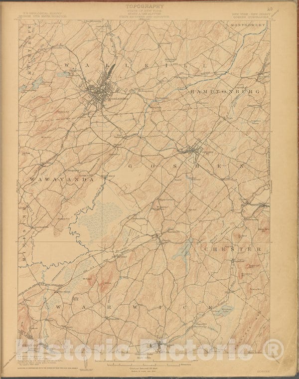 Historic 1899-1926. Map - Goshen, Survey Of 1904-1906, Ed. Of 1908. - Topographical Maps Of New Jersey - Vintage Wall Art