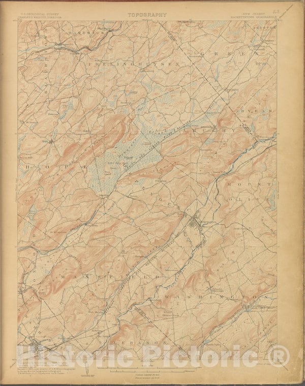 Historic 1899-1926. Map - Hackettstown, Survey Of 1881-83, Ed. Of 1905. - Topographical Maps Of New Jersey - Vintage Wall Art