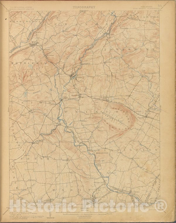 Historic 1899-1926. Map - High Bridge, Survey Of 1884-86, Ed. Of 1905. - Topographical Maps Of New Jersey - Vintage Wall Art