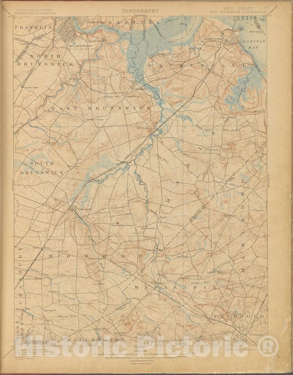 Historic Map - 1899 New Brunswick, Survey Of 1884-85, Ed. Of 1901, Repr. 1905. - Vintage Wall Art