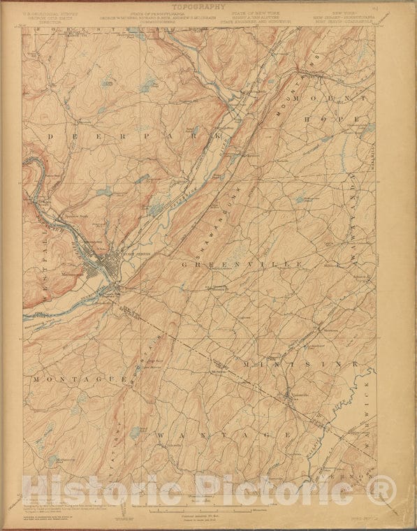 Historic Map - 1899 Port Jervis, Survey Of 1884 And 1904-1906, Ed. Of 1908. - Vintage Wall Art