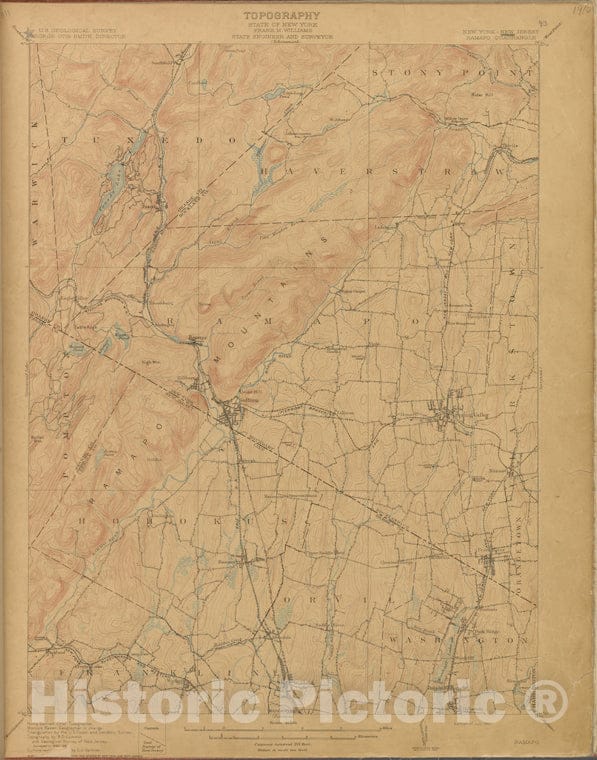 Historic 1899-1926. Map - Ramapo, Survey 1882-88, Ed. Of 1910. - Topographical Maps Of New Jersey - Vintage Wall Art