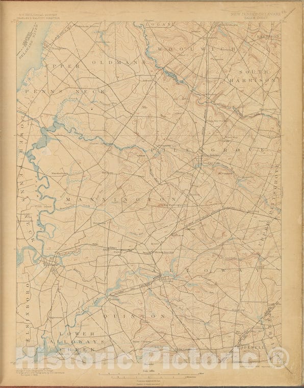 Historic 1899-1926. Map - Salem, Survey 1886, Ed. Of 1898, Repr. 1903. - Topographical Maps Of New Jersey - Vintage Wall Art