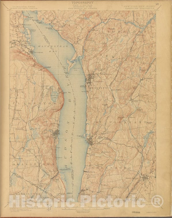 Historic 1899-1926. Map - Tarrytown, Survey Of 1890, Ed. Of 1902, Repr. 1908. - Topographical Maps Of New Jersey - Vintage Wall Art