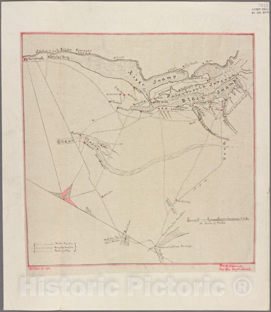 Historic 1885 Map - Savanah River - Civil War Map - Vintage Wall Art