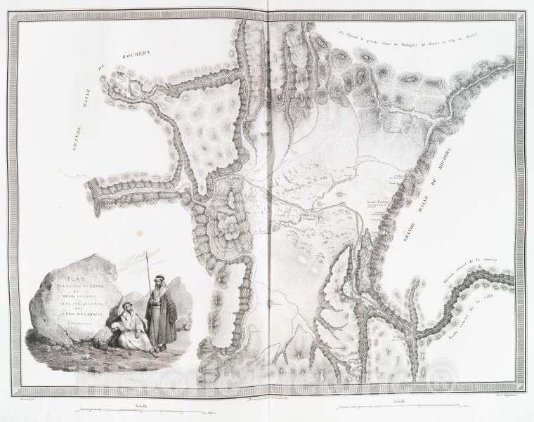 Historic 1830 Map - Plan General De La Ville De Petra. - Petra (Extinct City) - Vintage Wall Art