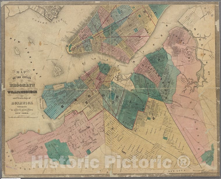 Historic Map - -185 Map Of The Cities Of Brooklyn, Williamsburg, And Township Of Bushwick. - Vintage Wall Art