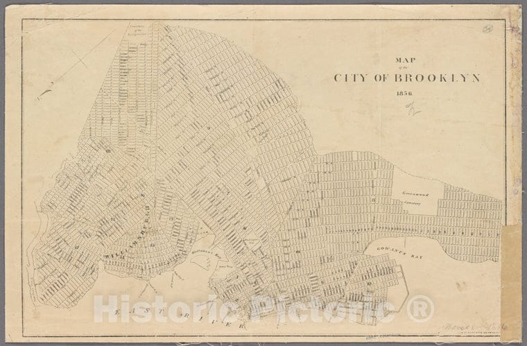 Historic Map - 1860 Brooklyn (New York, N.Y.), Map Of The City Of Brooklyn. [Distance Shown By 1/2 Mile Radial Zones Originating At Brooklyn City Hall] - Vintage Wall Art
