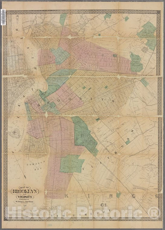 Historic 1868 Map - Map Of Brooklyn & Vicinity. - Brooklyn (New York, N.Y.) Maps Of New York City And State - Brooklyn - Vintage Wall Art