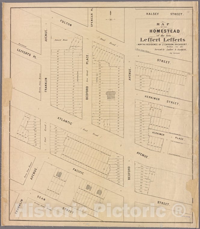 Historic Map - 1875 Brooklyn (New York, N.Y.), Map Of The Homestead Of The Late Leffert Lefferts (Now The Residence Of J. Carson Brevoort). - Vintage Wall Art