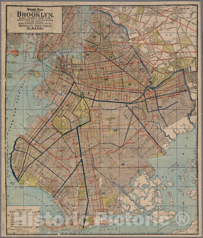 Historic Map - 1898 Brooklyn (New York, N.Y.), Guide Map Of Brooklyn, Kings County, N.Y. A.For Brooklyn Daily Eagle Almanac. - Vintage Wall Art