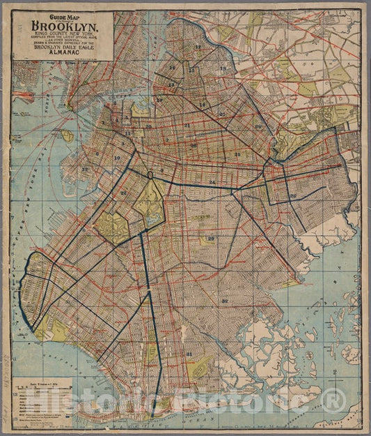 Historic Map - 1898 Brooklyn (New York, N.Y.), Guide Map Of Brooklyn, Kings County, N.Y. A.For Brooklyn Daily Eagle Almanac. - Vintage Wall Art