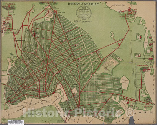 Historic 1897 Map - Handy Map Of Brooklyn. - Brooklyn (New York, N.Y.) Maps Of New York City And State - Brooklyn - Vintage Wall Art
