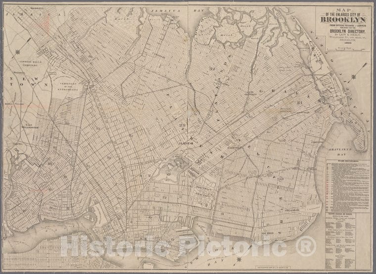 Historic Map - 1895 Map Of The Enlarged City Of Brooklyn, From Official Maps And Surveys. - Vintage Wall Art