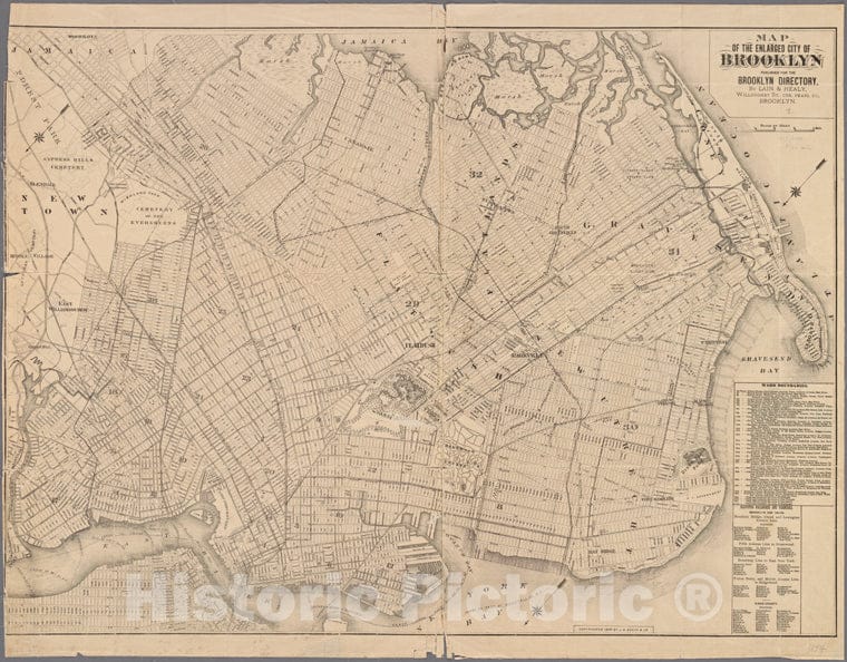 Historic Map - 1894 Brooklyn (New York, N.Y.), Map Of The Enlarged City Of Brooklyn, Published For The Brooklyn Directory - Vintage Wall Art