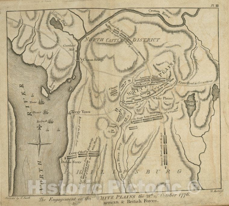 Historic 1797 Map - The Engagement On The White Plains, The 28Th Of October 1776, Be - Vintage Wall Art