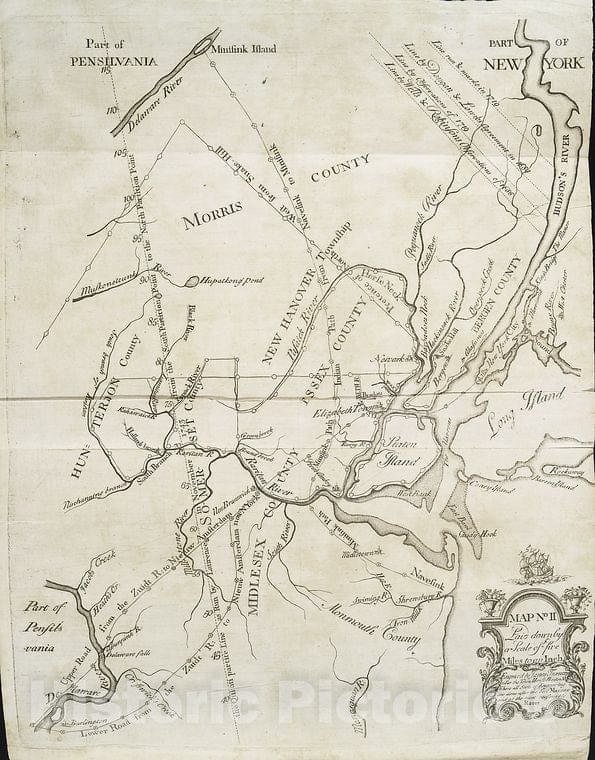 Historic 1747 Map - Map No. Ii : [To Accompany A Bill In The Chancery Of New Jersey, Vintage Wall Art