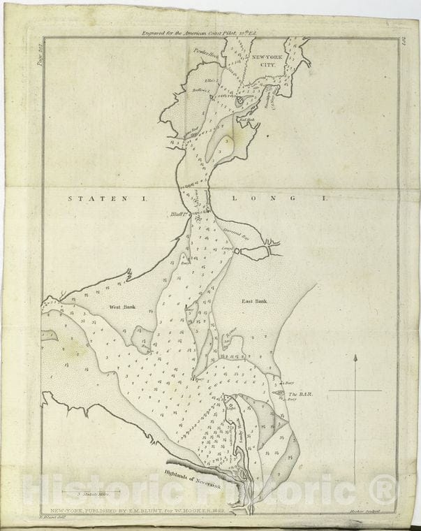 Historic 1822 Map - Entrance To New York Bay From Sandy Hook - Vintage Wall Art