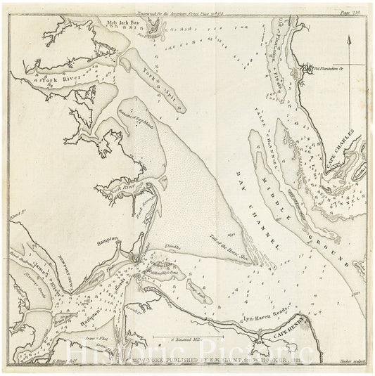 Historic Map - 1822 Chart Of The Entrance To Chesapeake Bay - Vintage Wall Art